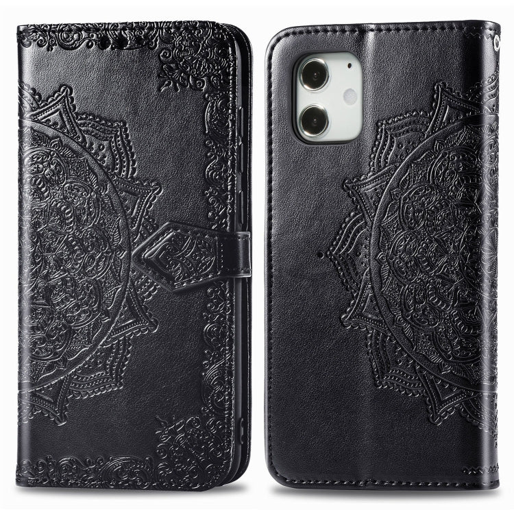 Mandala Flower Embossed Horizontal Flip Leather Case with Bracket / Card Slot / Wallet / Lanyard