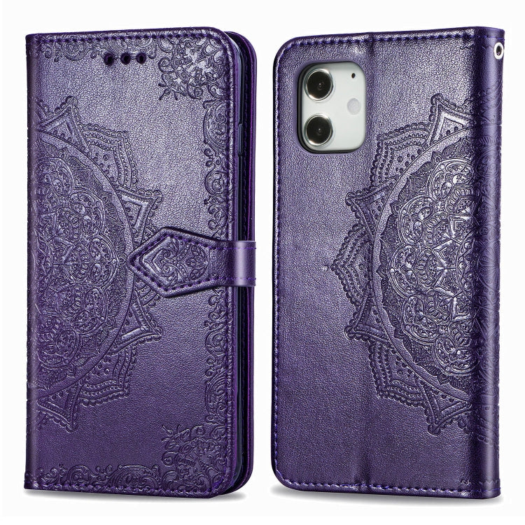 Mandala Flower Embossed Horizontal Flip Leather Case with Bracket / Card Slot / Wallet / Lanyard