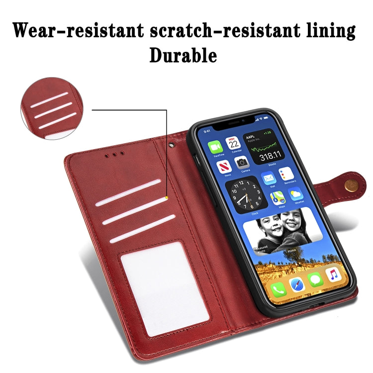 Retro Solid Color Leather Buckle Phone Case with Lanyard & Photo Frame & Card Slot & Wallet & Stand Function