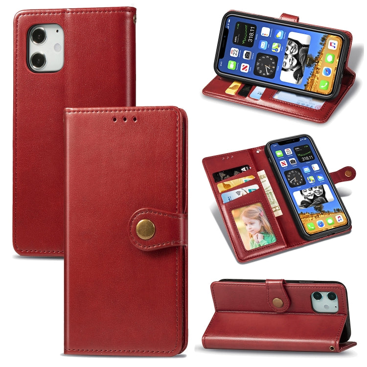 Retro Solid Color Leather Buckle Phone Case with Lanyard & Photo Frame & Card Slot & Wallet & Stand Function