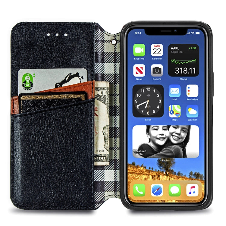 Cubic Grid Pressed Horizontal Flip Magnetic PU Leather Case with Holder & Card Slots & Wallet, For iPhone 12 Pro Max, For iPhone 12 mini