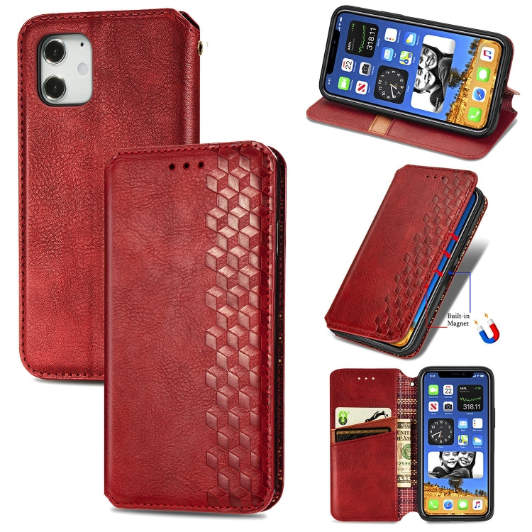 Cubic Grid Pressed Horizontal Flip Magnetic PU Leather Case with Holder & Card Slots & Wallet, For iPhone 12 Pro Max, For iPhone 12 mini