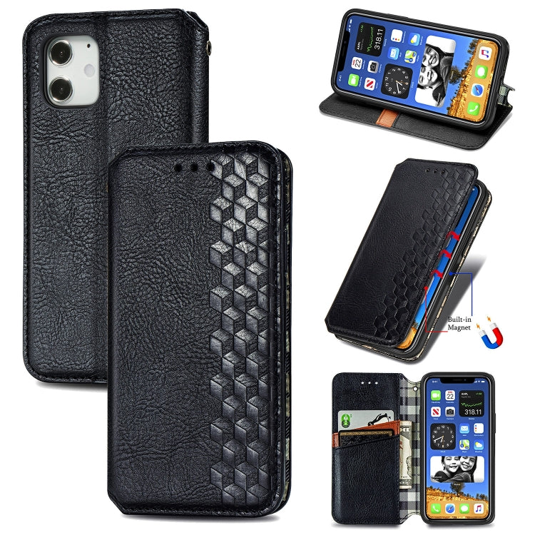 Cubic Grid Pressed Horizontal Flip Magnetic PU Leather Case with Holder & Card Slots & Wallet, For iPhone 12 Pro Max, For iPhone 12 mini