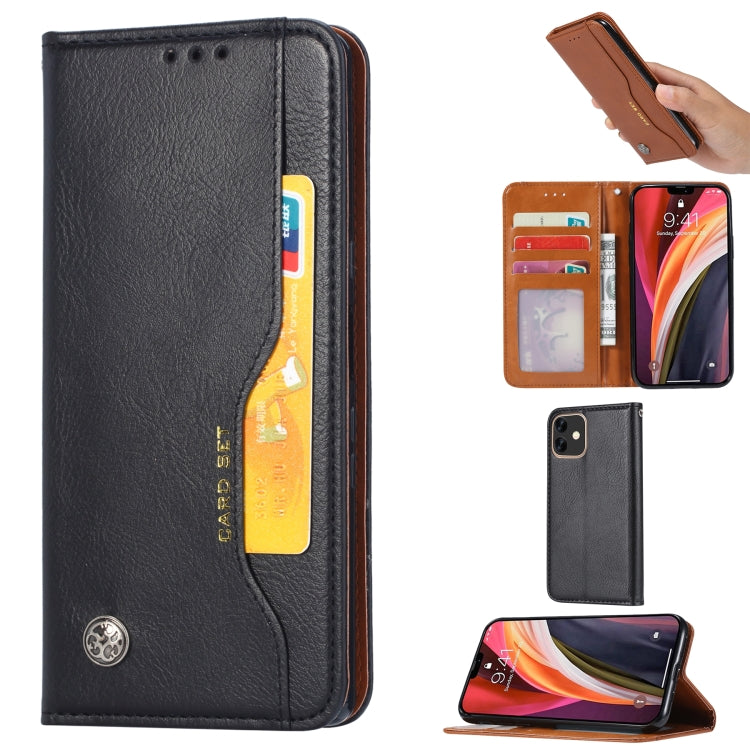 For iPhone 12 Max Knead Skin Texture Horizontal Flip Leather Case with Photo Frame & Holder & Card Slots & Wallet, For iPhone 12 / 12 Pro