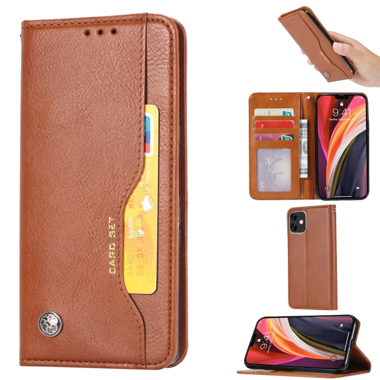 For iPhone 12 Max Knead Skin Texture Horizontal Flip Leather Case with Photo Frame & Holder & Card Slots & Wallet, For iPhone 12 / 12 Pro