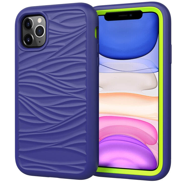 For iPhone 11 Wave Pattern 3 in 1 Silicone+PC Shockproof Protective Case