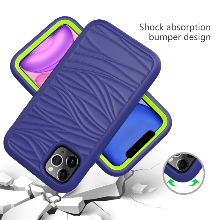 For iPhone 11 Pro Max Wave Pattern 3 in 1 Silicone+PC Shockproof Protective Case