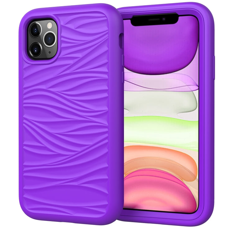 For iPhone 11 Pro Max Wave Pattern 3 in 1 Silicone+PC Shockproof Protective Case