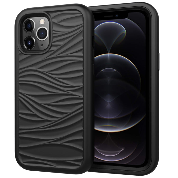 For iPhone 12 Pro / 12 Max Wave Pattern 3 in 1 Silicone+PC Shockproof Protective Case