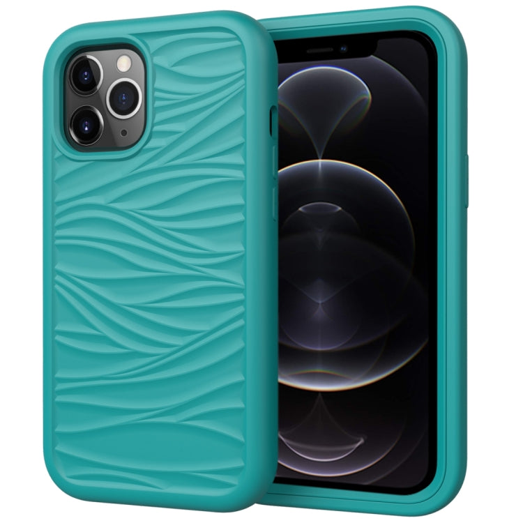 For iPhone 12 Pro / 12 Max Wave Pattern 3 in 1 Silicone+PC Shockproof Protective Case