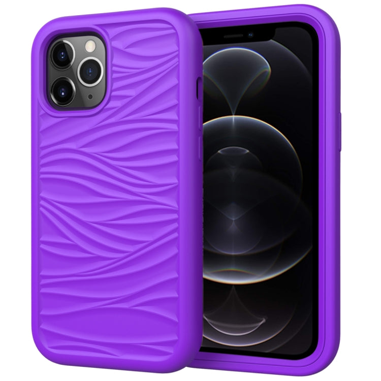For iPhone 12 Pro / 12 Max Wave Pattern 3 in 1 Silicone+PC Shockproof Protective Case