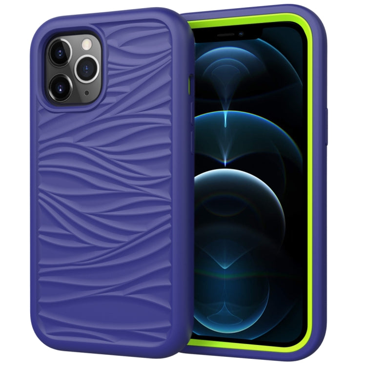 For iPhone 12 Pro Max Wave Pattern 3 in 1 Silicone+PC Shockproof Protective Case