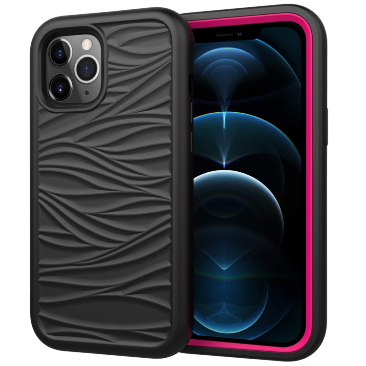 For iPhone 12 Pro Max Wave Pattern 3 in 1 Silicone+PC Shockproof Protective Case