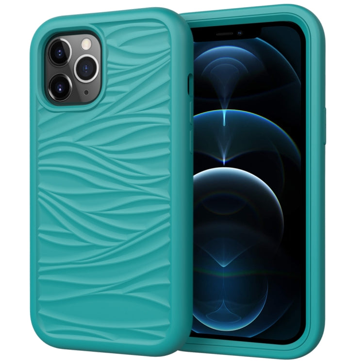For iPhone 12 Pro Max Wave Pattern 3 in 1 Silicone+PC Shockproof Protective Case