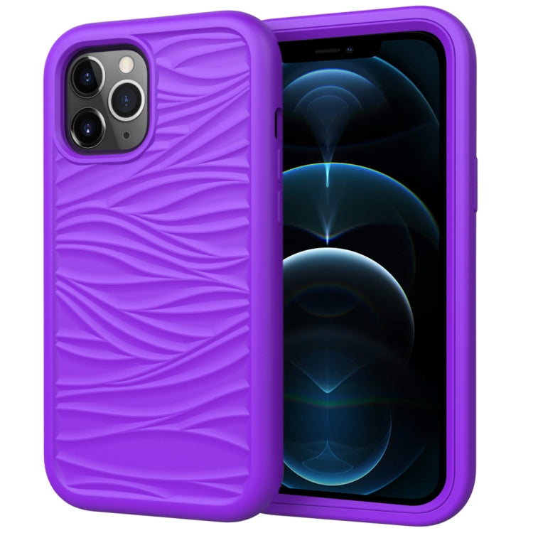 For iPhone 12 Pro Max Wave Pattern 3 in 1 Silicone+PC Shockproof Protective Case