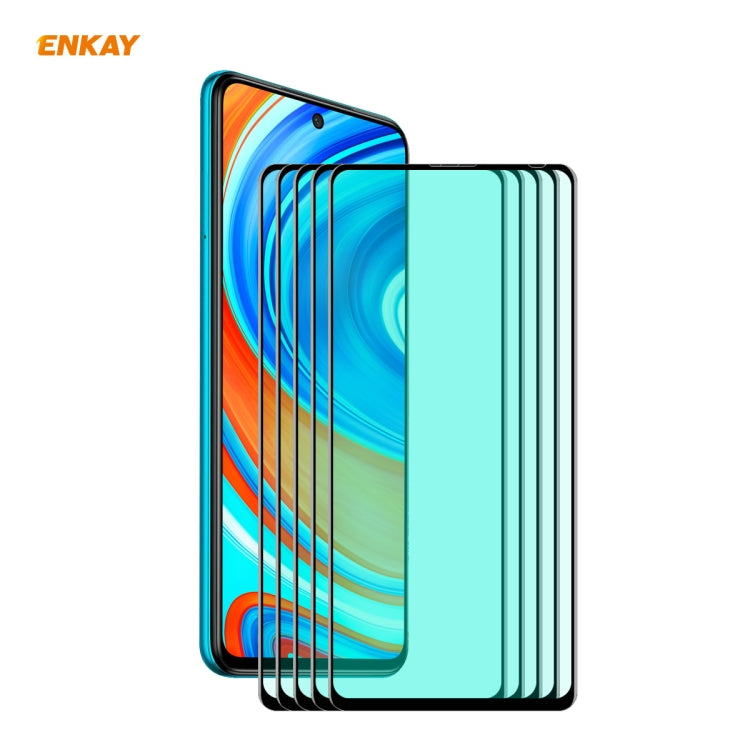 5 PCS ENKAY Hat-Prince 0.26mm 9H 6D Curved Full Screen Eye Protection Green Film Tempered Glass Protector