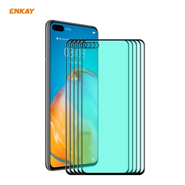 5 PCS ENKAY Hat-Prince 0.26mm 9H 6D Curved Full Screen Eye Protection Green Film Tempered Glass Protector