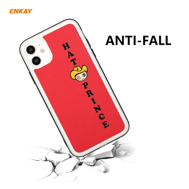 Coque rigide et fine antichoc en cuir PU et PC pour iPhone 11 Hat-Prince ENKAY ENK-PC0462 Cartoon Series (0,26 mm, 9H, 2,5D), film protecteur en verre trempé à couverture complète, pour iPhone 11