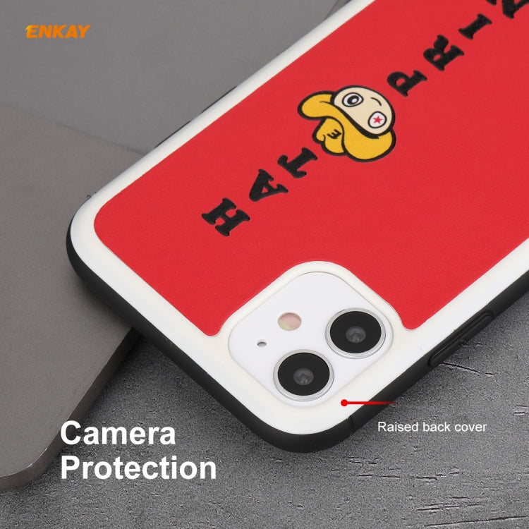 Coque rigide et fine antichoc en cuir PU et PC pour iPhone 11 Hat-Prince ENKAY ENK-PC0462 Cartoon Series (0,26 mm, 9H, 2,5D), film protecteur en verre trempé à couverture complète, pour iPhone 11