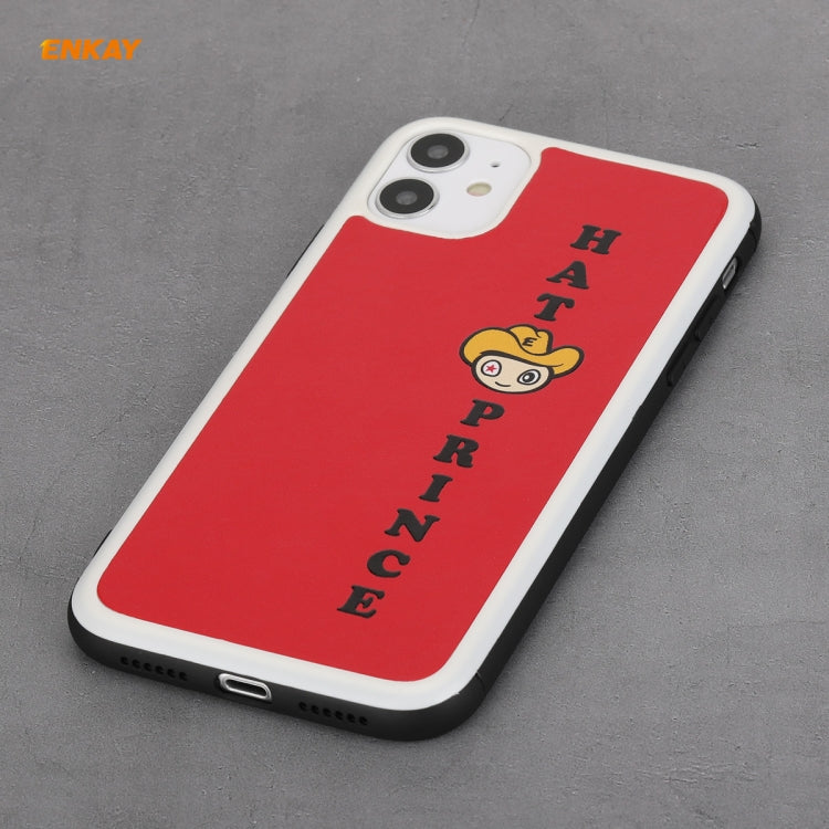 Coque rigide et fine antichoc en cuir PU et PC pour iPhone 11 Hat-Prince ENKAY ENK-PC0462 Cartoon Series (0,26 mm, 9H, 2,5D), film protecteur en verre trempé à couverture complète, pour iPhone 11