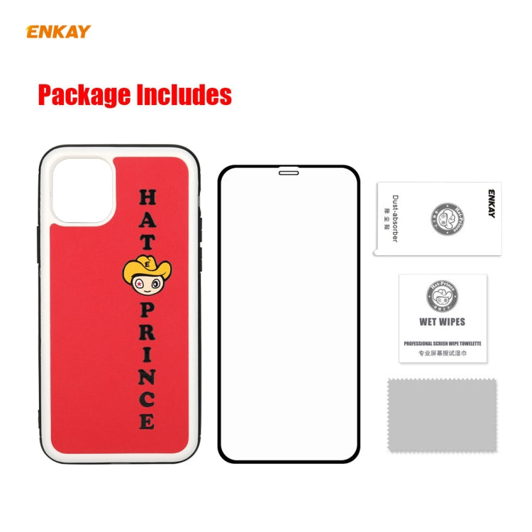 Coque rigide et fine antichoc en cuir PU et PC pour iPhone 11 Hat-Prince ENKAY ENK-PC0462 Cartoon Series (0,26 mm, 9H, 2,5D), film protecteur en verre trempé à couverture complète, pour iPhone 11