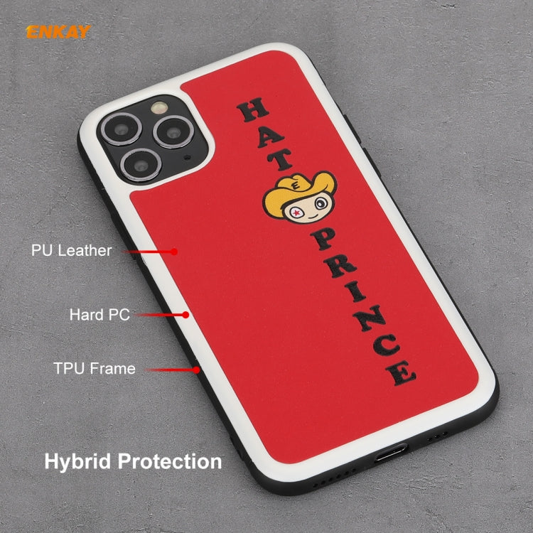 Coque rigide et fine antichoc en cuir PU et PC pour iPhone 11 Pro Hat-Prince ENKAY ENK-PC0472 Cartoon Series (0,26 mm, 9H, 2,5D), film protecteur en verre trempé à couverture complète, pour iPhone 11 Pro