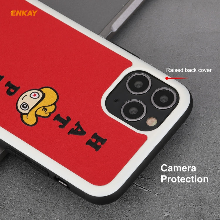 Coque rigide et fine antichoc en cuir PU et PC pour iPhone 11 Pro Max Hat-Prince ENKAY ENK-PC0482 Cartoon Series (0,26 mm, 9H, 2,5D), film protecteur en verre trempé à couverture complète, pour iPhone 11 Pro Max