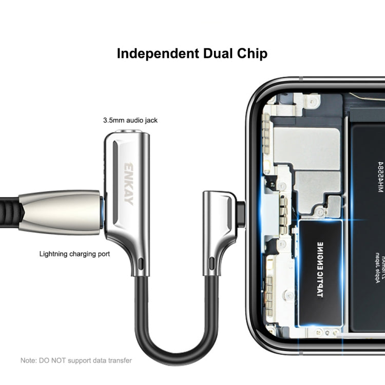 ENKAY ENK-AT103 Adaptateur en alliage de zinc pour convertisseur audio 8 broches vers 3,5 mm et interface de charge 8 broches, audio 3,5 mm et charge 8 broches