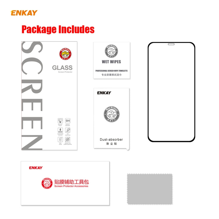 ENKAY Hat-Prince Full Glue 0.26mm 9H 2.5D Tempered Glass Full Coverage Film, For iPhone 12 mini, For iPhone 12 / 12 Pro, For iPhone 12 Pro Max