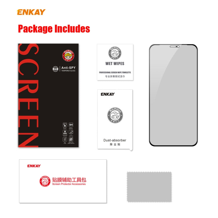 ENKAY Hat-Prince 0.26mm 9H 6D Privacy Anti-spy Full Screen Tempered Glass Film, For iPhone 12 mini 5.4, For iPhone 12 / 12 Pro 6.1, For iPhone 12 Pro Max 6.7