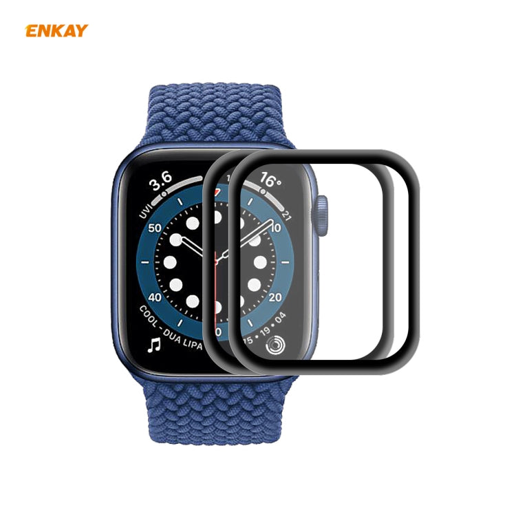 2 PCS ENKAY Hat-Prince 0.2mm 9H Surface Hardness 3D Explosion-proof Aluminum Alloy Edge Full Screen Tempered Glass Screen Film, For Apple Watch 6/5/4/SE 40mm, For Apple Watch 6/5/4/SE 44mm