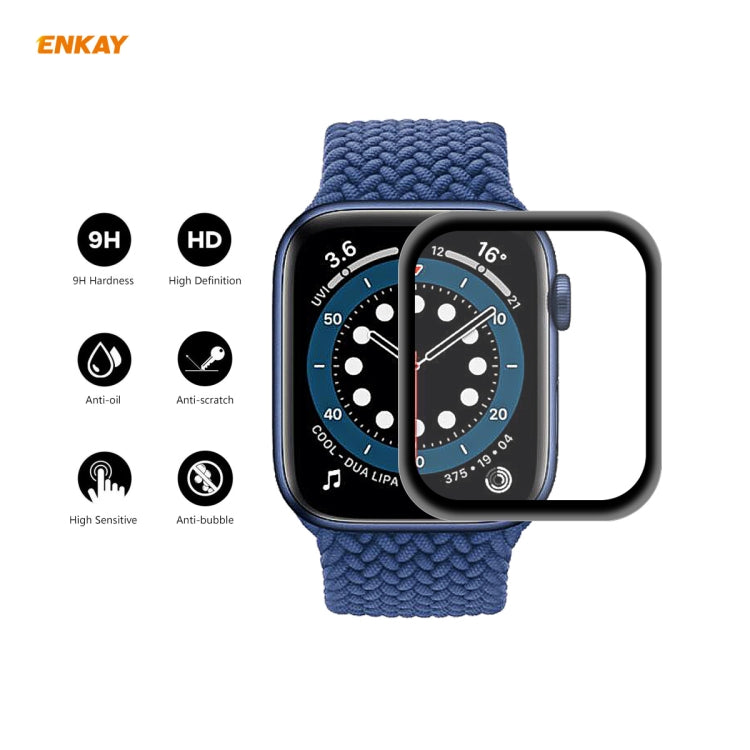 2 PCS ENKAY Hat-Prince 0.2mm 9H Surface Hardness 3D Explosion-proof Aluminum Alloy Edge Full Screen Tempered Glass Screen Film, For Apple Watch 6/5/4/SE 40mm, For Apple Watch 6/5/4/SE 44mm