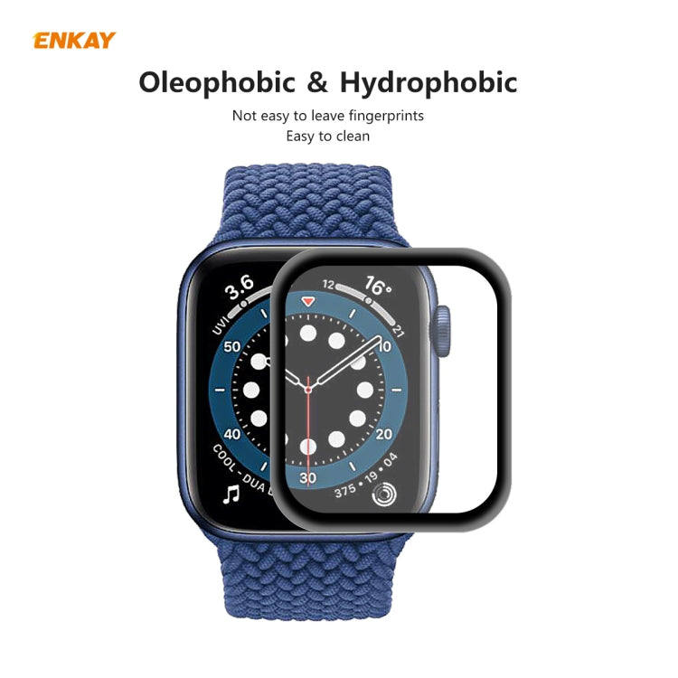 2 PCS ENKAY Hat-Prince 0.2mm 9H Surface Hardness 3D Explosion-proof Aluminum Alloy Edge Full Screen Tempered Glass Screen Film, For Apple Watch 6/5/4/SE 40mm, For Apple Watch 6/5/4/SE 44mm