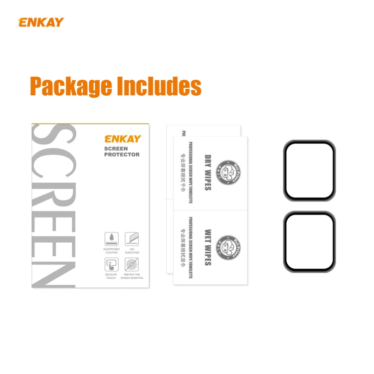 2 PCS ENKAY Hat-Prince 0.2mm 9H Surface Hardness 3D Explosion-proof Aluminum Alloy Edge Full Screen Tempered Glass Screen Film, For Apple Watch 6/5/4/SE 40mm, For Apple Watch 6/5/4/SE 44mm