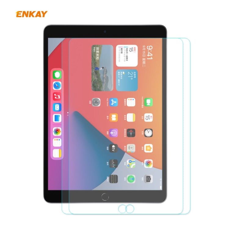 2 PCS ENKAY Hat-Prince 0.33mm 9H Surface Hardness 2.5D Explosion-proof Tempered Glass Protector, For iPad 10.2 2021 / 2020 / 2019(2pcs), For iPad Air 2020 10.9 / Air 2022(2pcs)