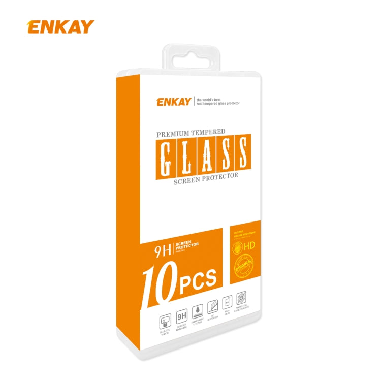 10 PCS ENKAY Hat-Prince 0.26mm 9H 2.5D Curved Edge Tempered Glass Film