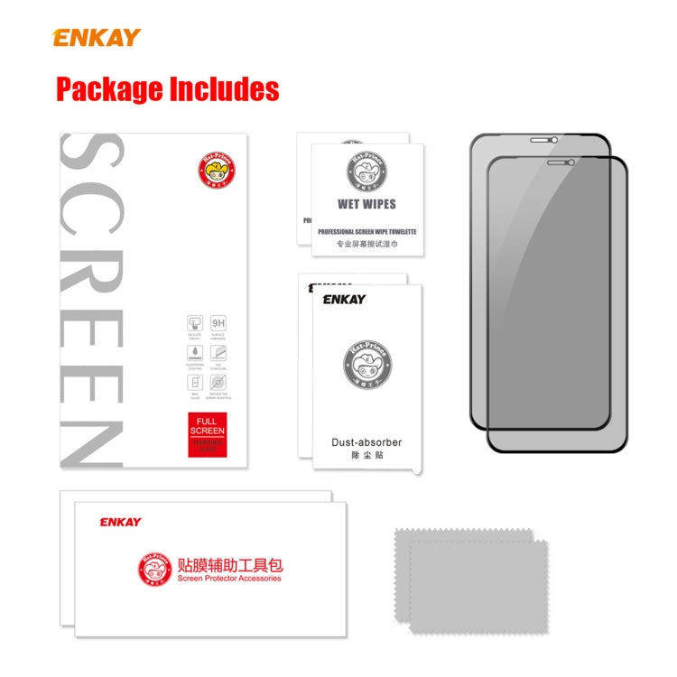 2 PCS ENKAY Hat-Prince 0.26mm 9H 6D Privacy Anti-spy Full Screen Tempered Glass Film, For iPhone 12 mini, For iPhone 12 / 12 Pro, For iPhone 12 Pro Max