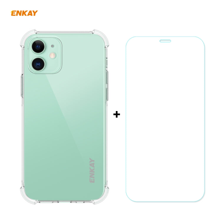 Hat-Prince ENKAY 2 in 1 Clear TPU Soft Case Shockproof Cover + 0.26mm 9H 2.5D Tempered Glass Protector Film, For iPhone 12 mini, For iPhone 12 / 12 Pro, For iPhone 12 Pro Max