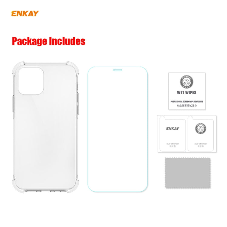 Hat-Prince ENKAY 2 in 1 Clear TPU Soft Case Shockproof Cover + 0.26mm 9H 2.5D Tempered Glass Protector Film, For iPhone 12 mini, For iPhone 12 / 12 Pro, For iPhone 12 Pro Max