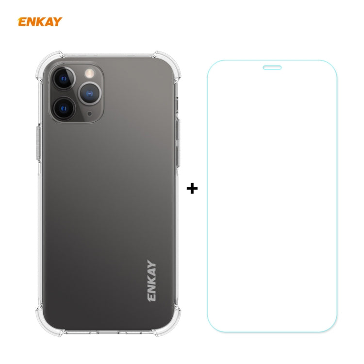 Hat-Prince ENKAY 2 in 1 Clear TPU Soft Case Shockproof Cover + 0.26mm 9H 2.5D Tempered Glass Protector Film, For iPhone 12 mini, For iPhone 12 / 12 Pro, For iPhone 12 Pro Max