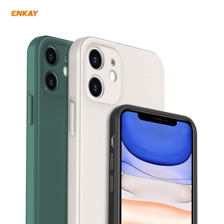 For iPhone 11 Hat-Prince ENKAY ENK-PC0642 Liquid Silicone Straight Edge Shockproof Protective Case + 0.26mm 9H 2.5D Full Glue Full Coverage Tempered Glass Protector Film, For iPhone 11