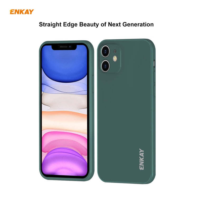 For iPhone 11 Hat-Prince ENKAY ENK-PC0642 Liquid Silicone Straight Edge Shockproof Protective Case + 0.26mm 9H 2.5D Full Glue Full Coverage Tempered Glass Protector Film, For iPhone 11