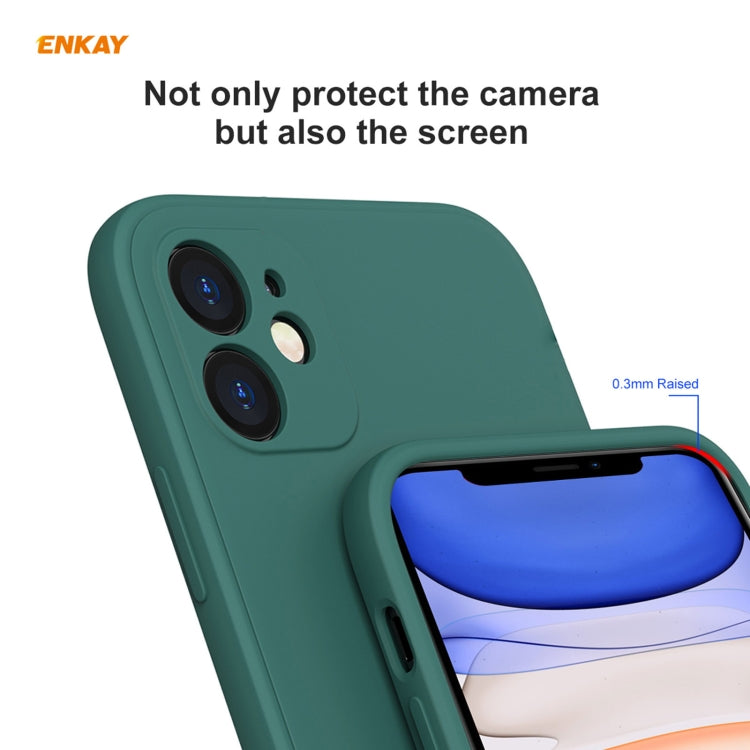 For iPhone 11 Hat-Prince ENKAY ENK-PC0642 Liquid Silicone Straight Edge Shockproof Protective Case + 0.26mm 9H 2.5D Full Glue Full Coverage Tempered Glass Protector Film, For iPhone 11