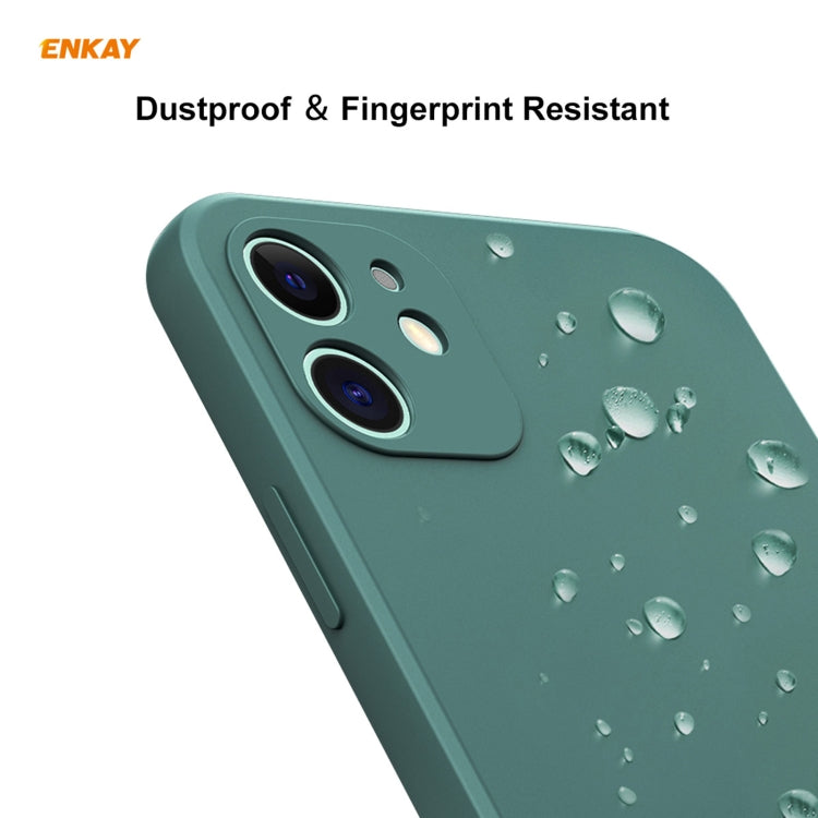 For iPhone 11 Hat-Prince ENKAY ENK-PC0642 Liquid Silicone Straight Edge Shockproof Protective Case + 0.26mm 9H 2.5D Full Glue Full Coverage Tempered Glass Protector Film, For iPhone 11