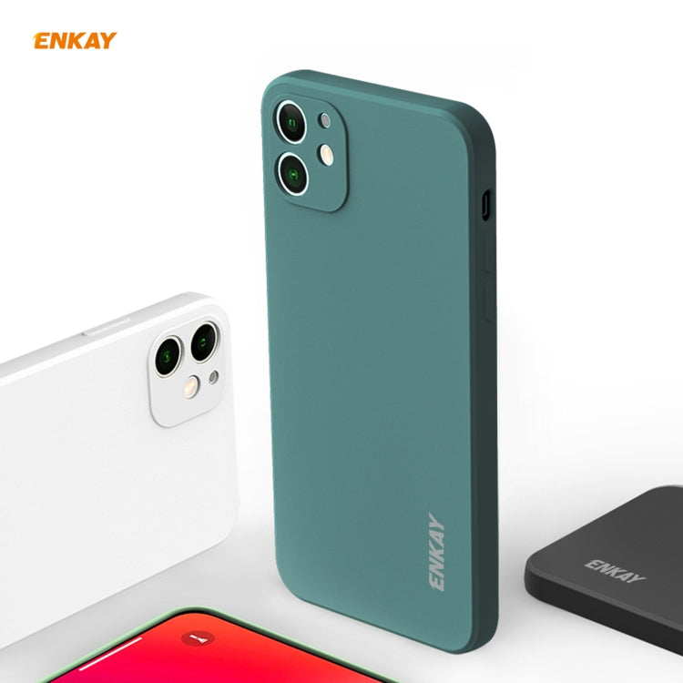 For iPhone 11 Hat-Prince ENKAY ENK-PC0642 Liquid Silicone Straight Edge Shockproof Protective Case + 0.26mm 9H 2.5D Full Glue Full Coverage Tempered Glass Protector Film, For iPhone 11