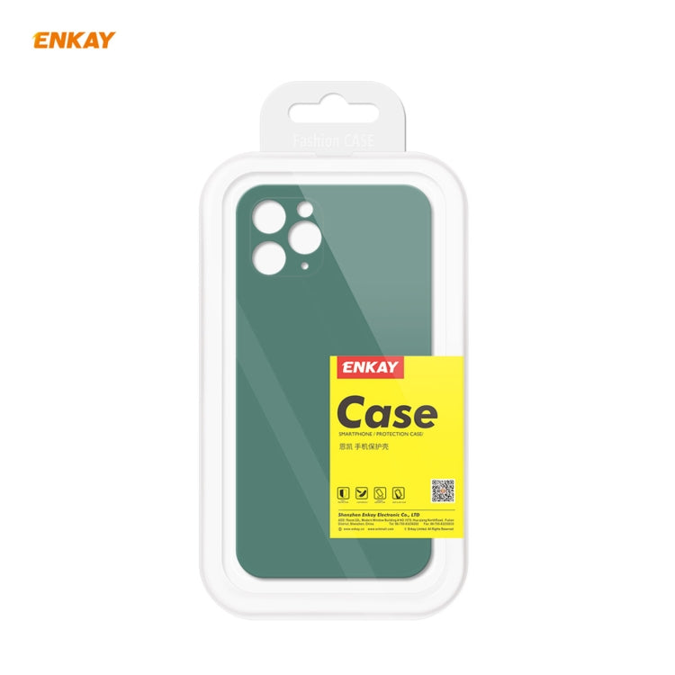 For iPhone 11 Pro Max Hat-Prince ENKAY ENK-PC0662 Liquid Silicone Straight Edge Shockproof Protective Case + 0.26mm 9H 2.5D Full Glue Full Coverage Tempered Glass Protector Film, For iPhone 11 Pro Max
