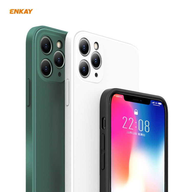 For iPhone 11 Pro Max Hat-Prince ENKAY ENK-PC0662 Liquid Silicone Straight Edge Shockproof Protective Case + 0.26mm 9H 2.5D Full Glue Full Coverage Tempered Glass Protector Film, For iPhone 11 Pro Max