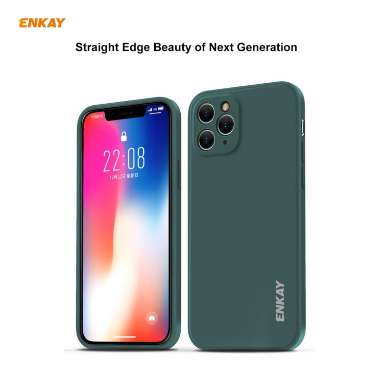 For iPhone 11 Pro Max Hat-Prince ENKAY ENK-PC0662 Liquid Silicone Straight Edge Shockproof Protective Case + 0.26mm 9H 2.5D Full Glue Full Coverage Tempered Glass Protector Film, For iPhone 11 Pro Max