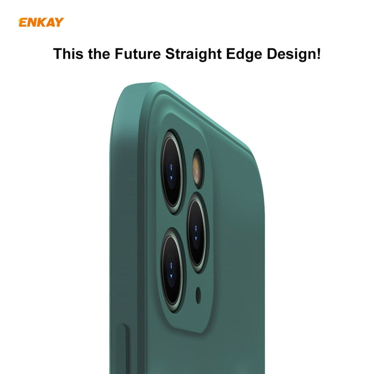 For iPhone 11 Pro Max Hat-Prince ENKAY ENK-PC0662 Liquid Silicone Straight Edge Shockproof Protective Case + 0.26mm 9H 2.5D Full Glue Full Coverage Tempered Glass Protector Film, For iPhone 11 Pro Max