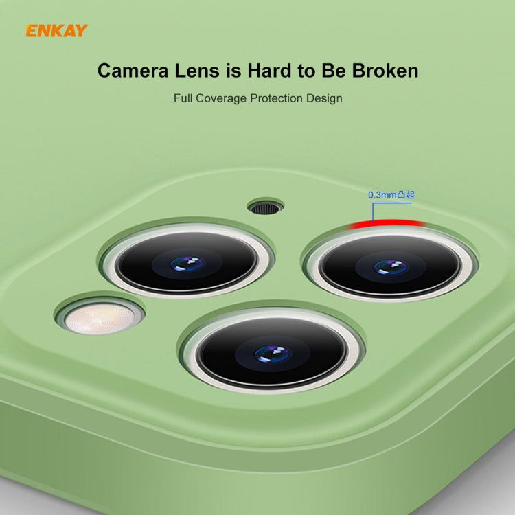 For iPhone 11 Pro Max Hat-Prince ENKAY ENK-PC0662 Liquid Silicone Straight Edge Shockproof Protective Case + 0.26mm 9H 2.5D Full Glue Full Coverage Tempered Glass Protector Film, For iPhone 11 Pro Max